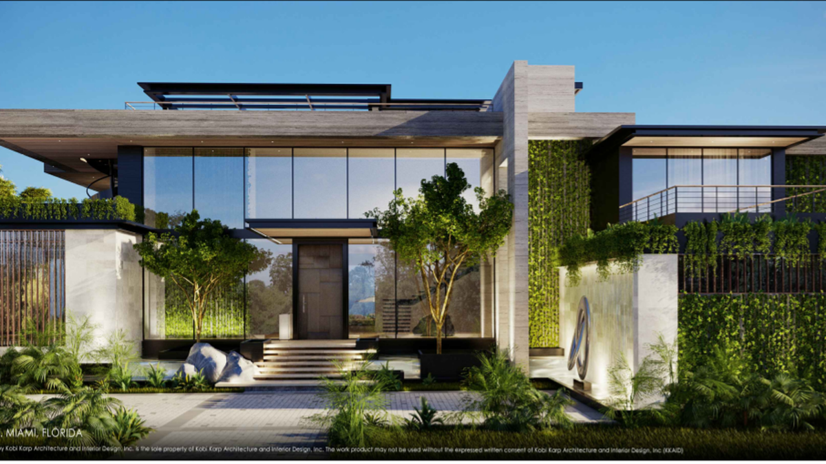 SoftBank CEO Marcelo Claure submitted plans to replace his existing Miami Beach residence with a sleek, Kobi Karp-designed house. Above: A rendering of the project.