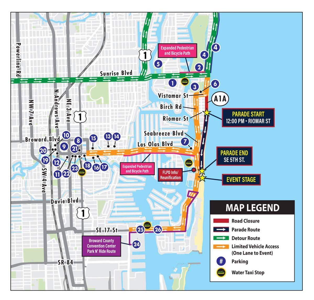 The Florida Panthers’ Stanley Cup parade route on June 22, 2025.