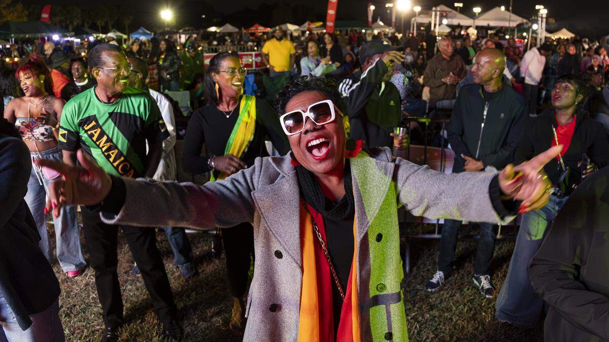 Dona-Lee Raymond dances during the Reggae Genealogy music festival at Volunteer Park on Saturday, Feb. 7, 2026, in Plantation, Fla.