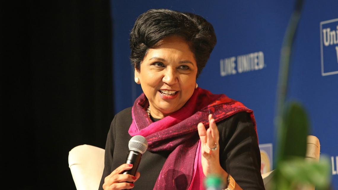 Indra Nooyi tells stories of balancing being a mother, wife and the PepsiCo chairwoman at a Women United Miami breakfast for the United Way at the Watsco Center at the University of Miami on Friday, Feb. 22, 2019.