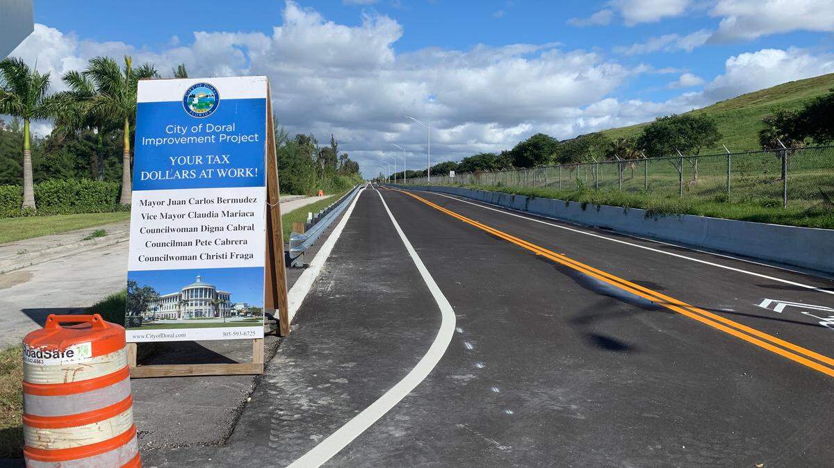 The site of the city of Doral’s extension of Northwest 102nd Ave. Members of the Dunn family are suing the city and three contractors for $30 million, saying their land adjacent to the roadway project was illegally used as a staging area.