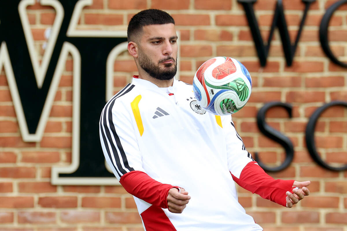 WINSTON-SALEM, NORTH CAROLINA - JUNE 28: Deniz Undav of Germany looks on during a team Germany training session one day ahead of the FIFA World Cup 2026 Round Of 32 match between Germany and Paraguay at Winston-Salem State University on June 28, 2026 in Winston-Salem, North Carolina. (Photo by Alexander Hassenstein/Getty Images)