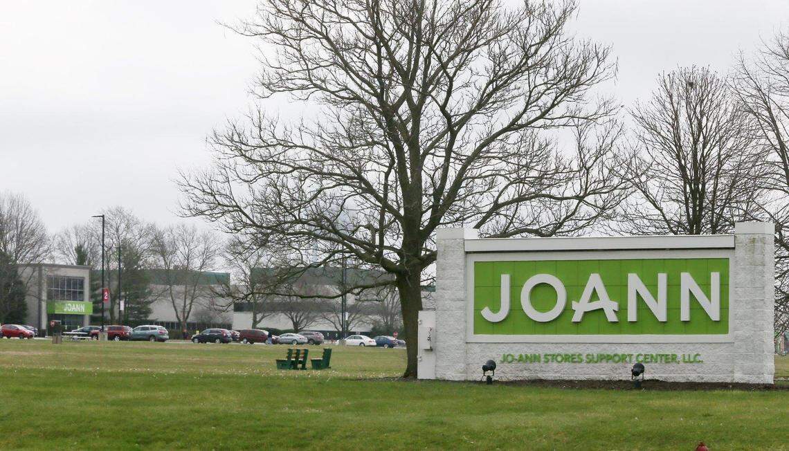 Joann Fabrics headquarters pictured from the corner of Barlow and Darrow Roads in Hudson, Ohio, on March 27, 2020.