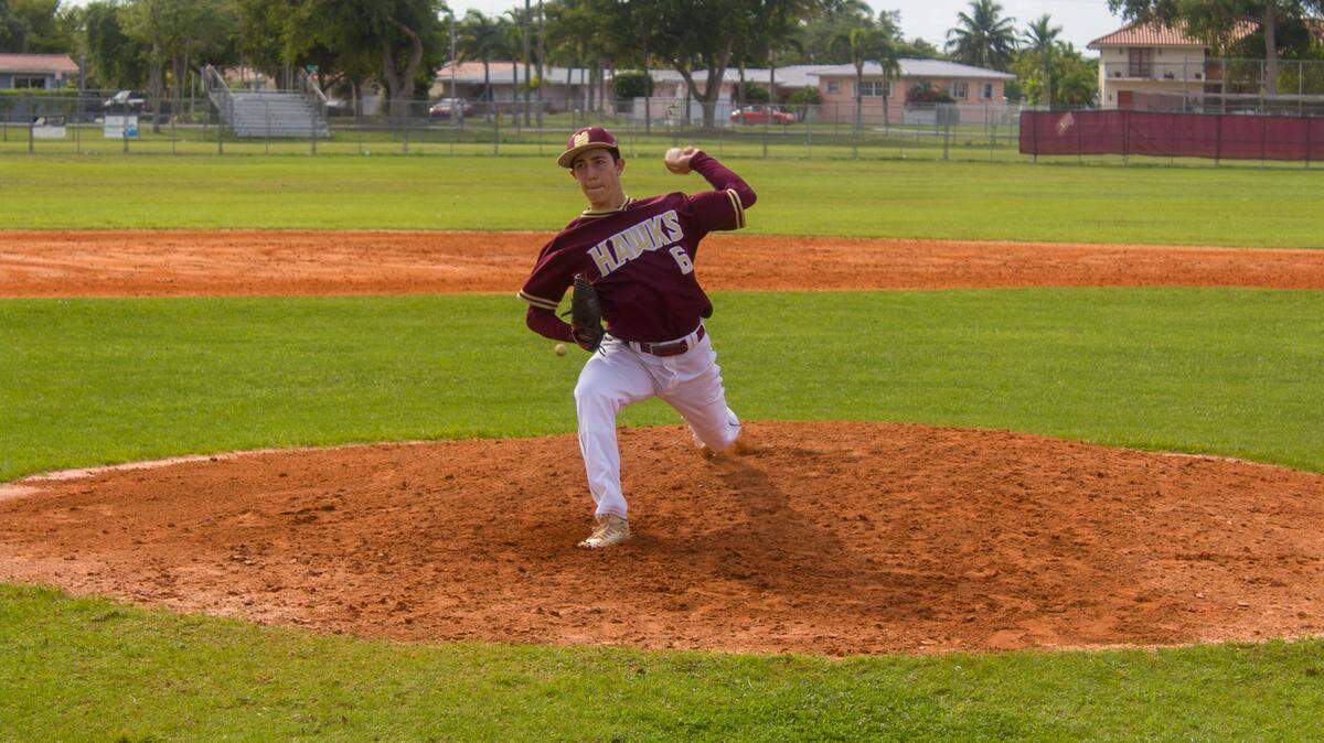 Miami Springs pitcher Erick Argote Jr. struck out 12 in seven innings of shutout work on Wednesday to help lead his Miami Springs baseball team to an extra inning win over Braddock and keep the nationally-ranked Golden Hawks unbeaten.