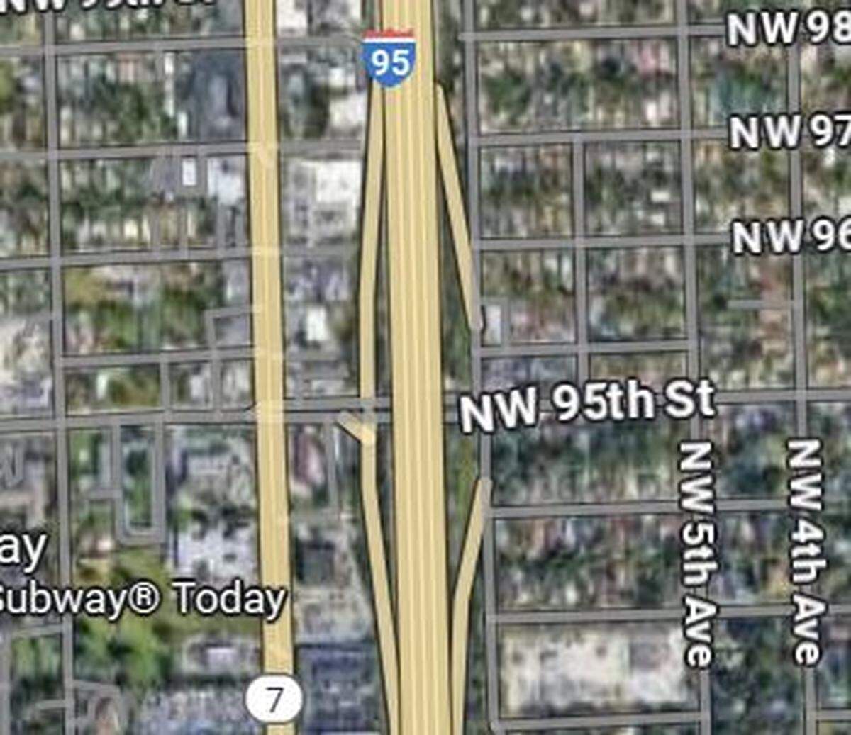 A Mercedes-Benz SUV suspected in a shooting on I-95 in Miami-Dade County Wednesday, Aug. 27, 2025, was last seen exiting the Northwest 95th Street Exit, the Florida Highway Patrol said.