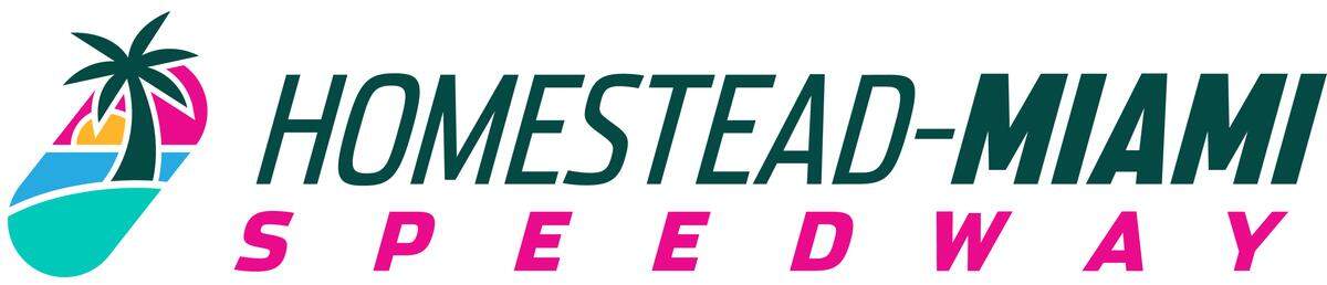 The new Homestead-Miami Speedway logo for the NASCAR Playoffs in October. The logo features multiple colors, an ocean-view sunset and the sabal palm, which is Florida’s state tree.