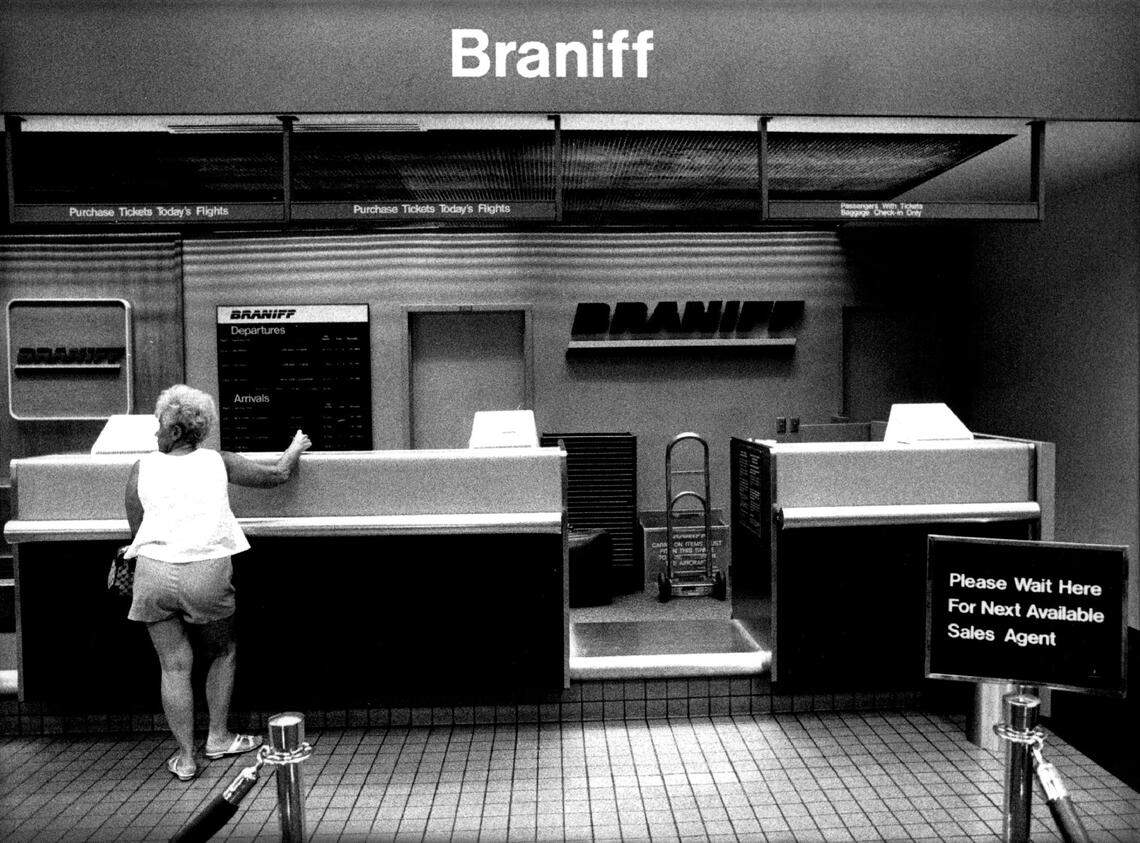 An airline ticket counter at the Fort Lauderdale airport in 1989.
