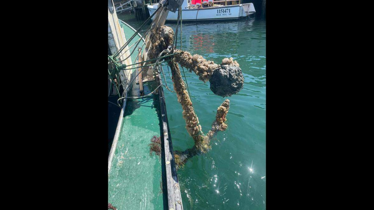 Mike Billings says one of his lines got snagged on the anchor as he was bring up his lobster traps..