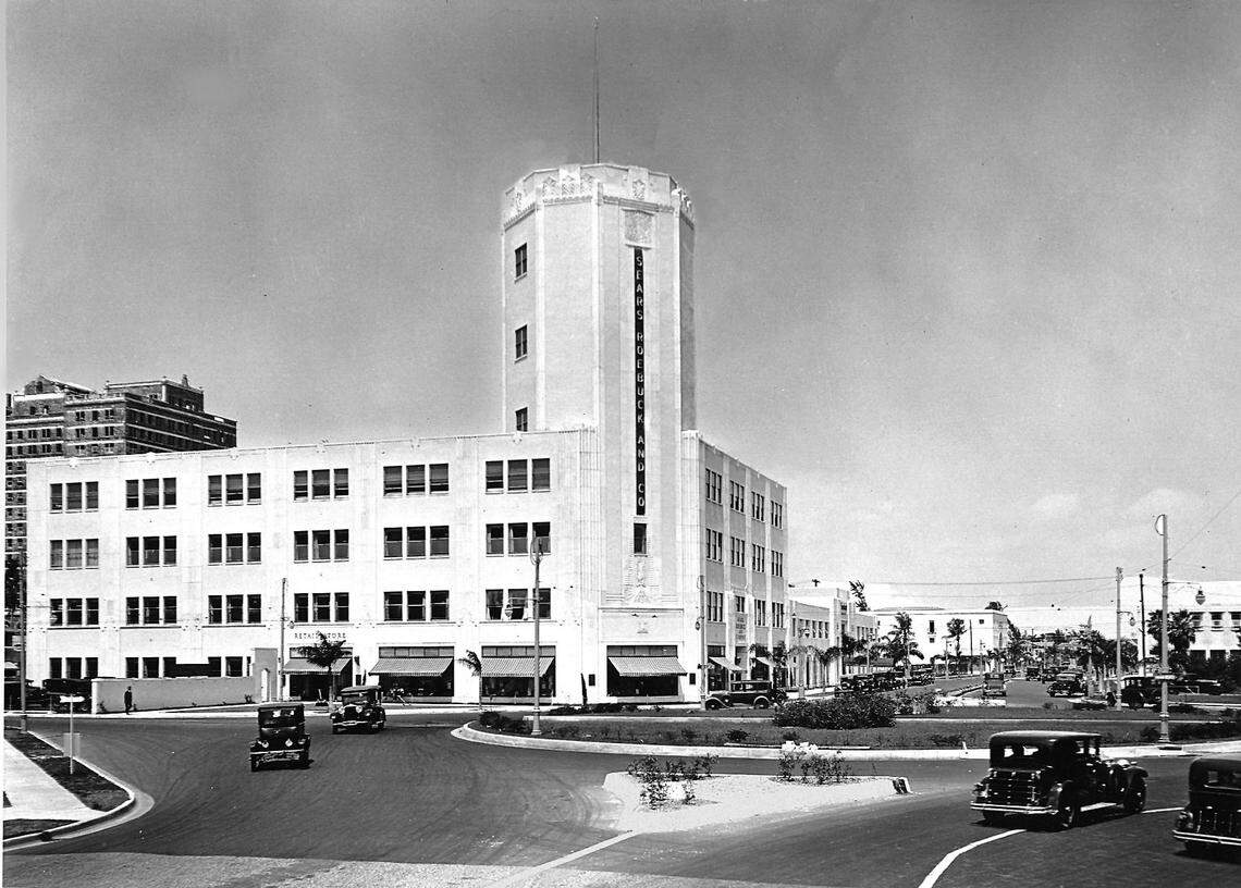 The 1929 Sears building in downtown Miami in the early years.