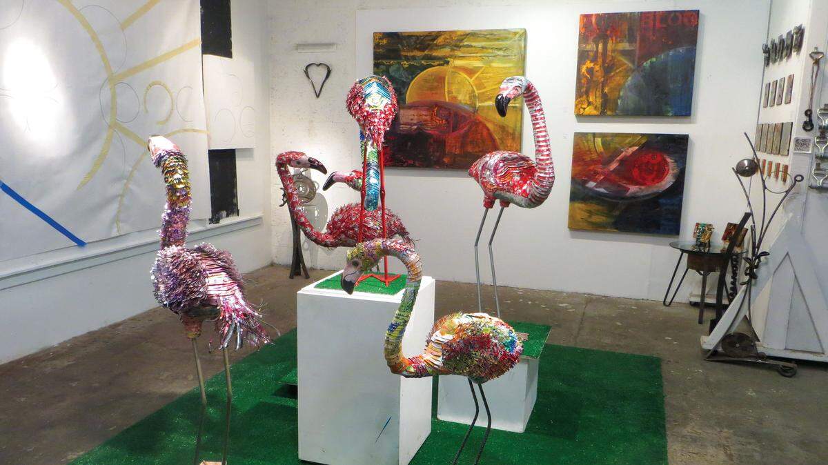 Francisco Sheuat’s Flock of Flamingos on the FATVillage ArtWalk circuit.