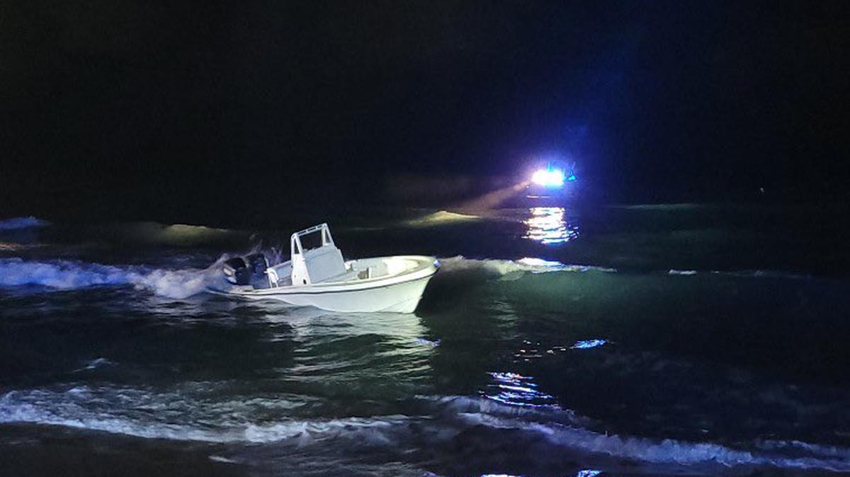 A migrant boat with several people on board made it to shore on Sunny Isles Beach, Florida, during the early morning hours of Tuesday, Nov. 14, 2023.