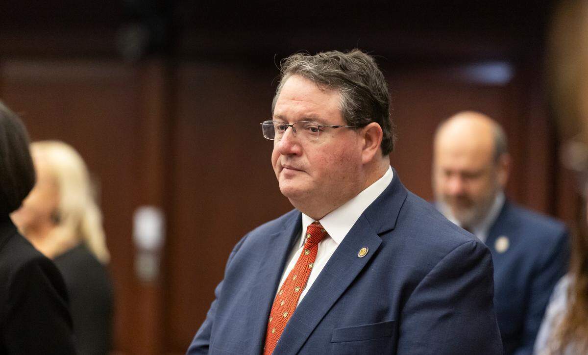 Sen. Randy Fine, R-Palm Bay, attends the first day of the legislative session at the Florida State Capitol on Tuesday, March 4, 2025, in Tallahassee, Fla.