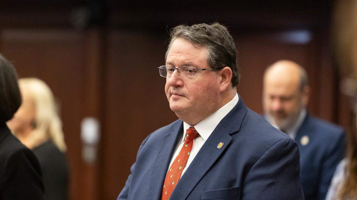 Sen. Randy Fine, R-Palm Bay, attends the first day of the legislative session at the Florida State Capitol on Tuesday, March 4, 2025, in Tallahassee, Fla.