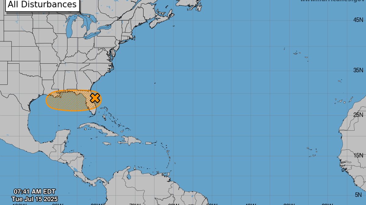 Odds rise for the formation of a tropical depression or storm near north Florida.
