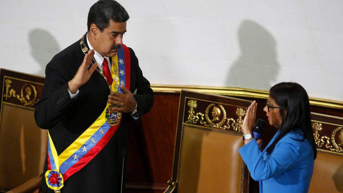 Venezuela's President Nicolas Maduro is recognized as the winner of the May 20 presidential election by National Constitutional Assembly President Delcy Rodriguez during a special session by the Constituent Assembly in Caracas, Venezuela, on May 24, 2018. Maduro will be sworn in for his second, six-year term on Jan. 10, 2019.