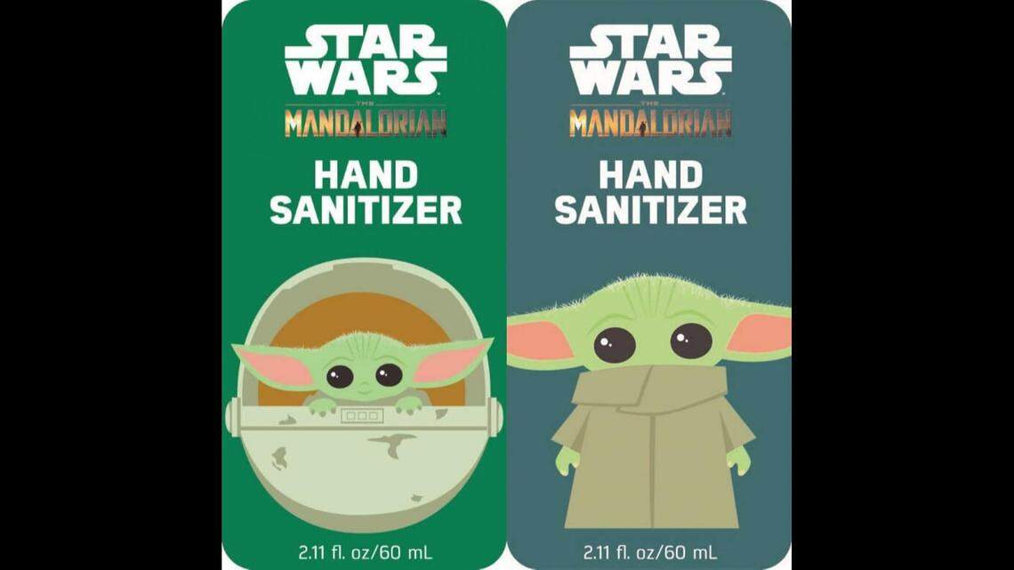 Front label of the recalled Star Wars Mandalorian Hand Sanitizer
