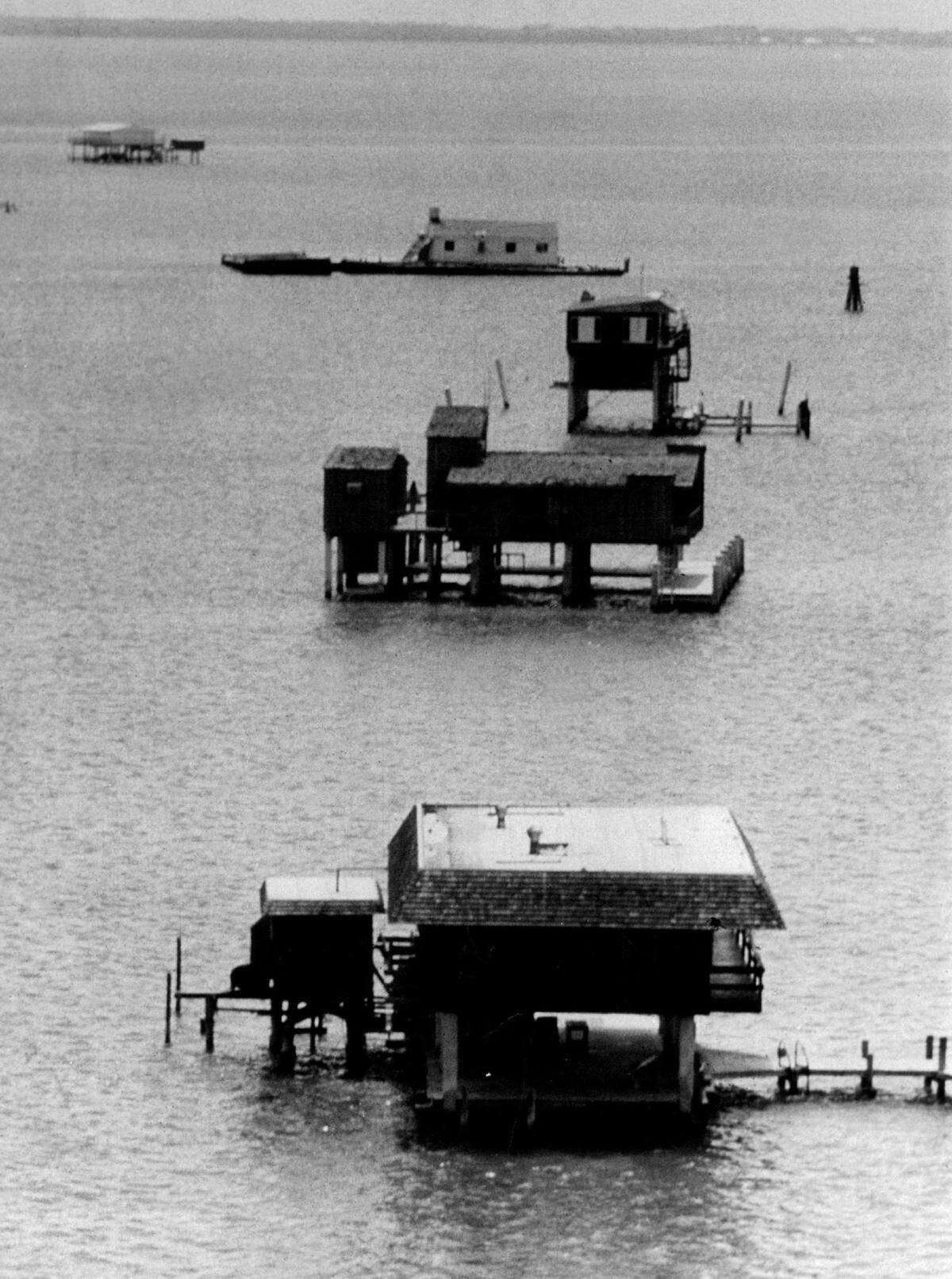 Aerial photo of Stiltsville from 1976.