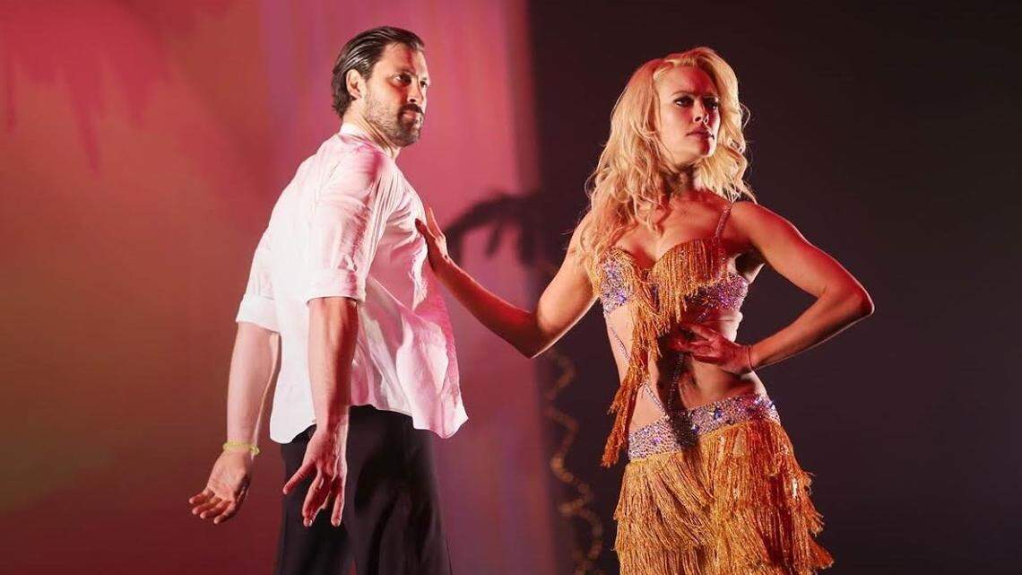 'Dancing with the Stars' pros Maksim Chmerkovskiy and Peta Murgatroyd headline the Latin dance segment of the dance event "Sway" at Gusman in downtown Miami on Dec. 3, 2015.