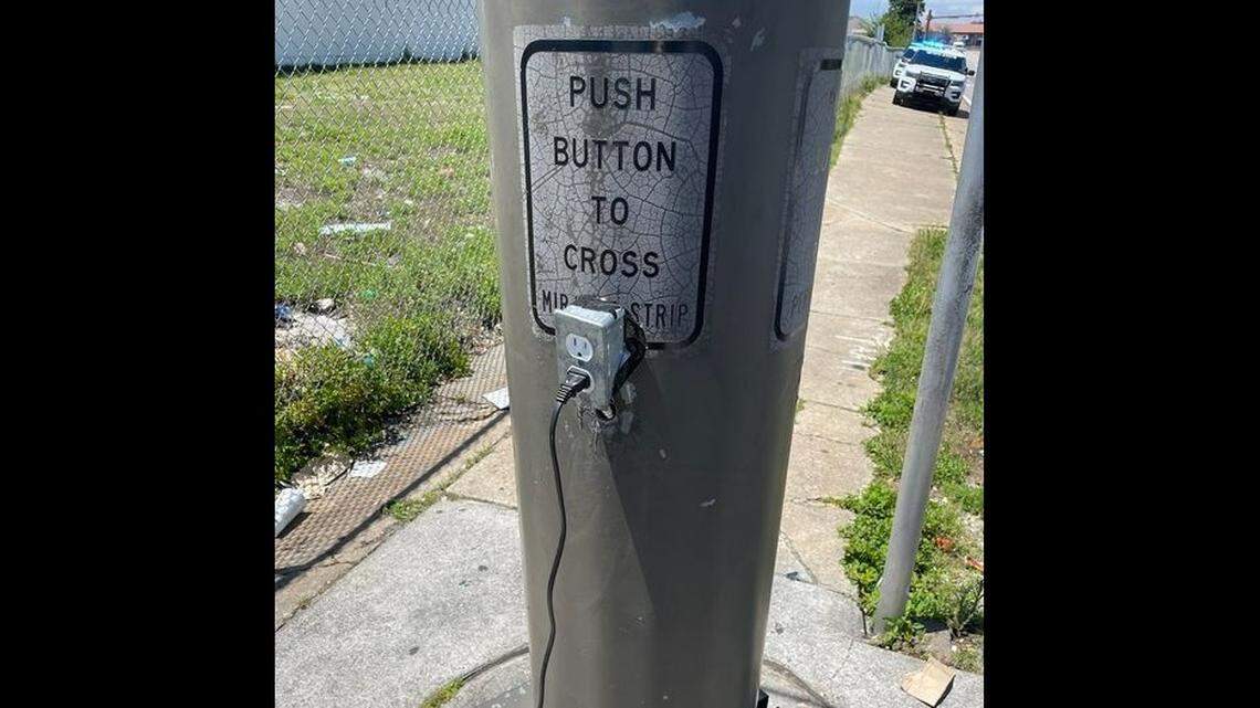 Fort Walton Beach Police Department in Florida discovers someone installed electrical outlet on a traffic signal as a way to charge their cell phones.