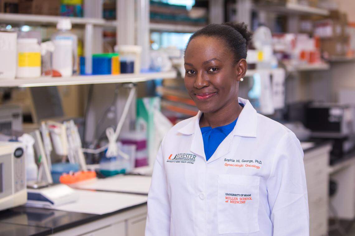 Sophia George, Ph.D., studies hereditary breast and ovarian cancer syndrome in Caribbean women.