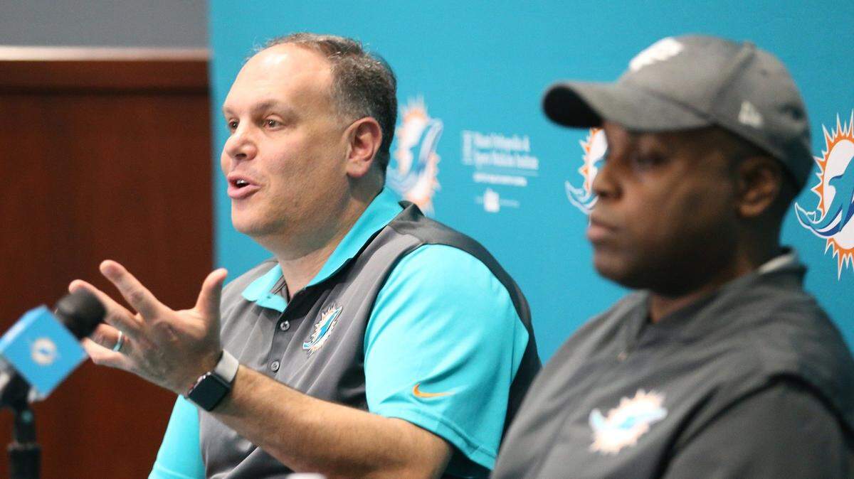 Miami Dolphins Mike Tannenbaum, executive vice president of football operations, and GM Chris Grier talk to the media about this week's NFL Draft.