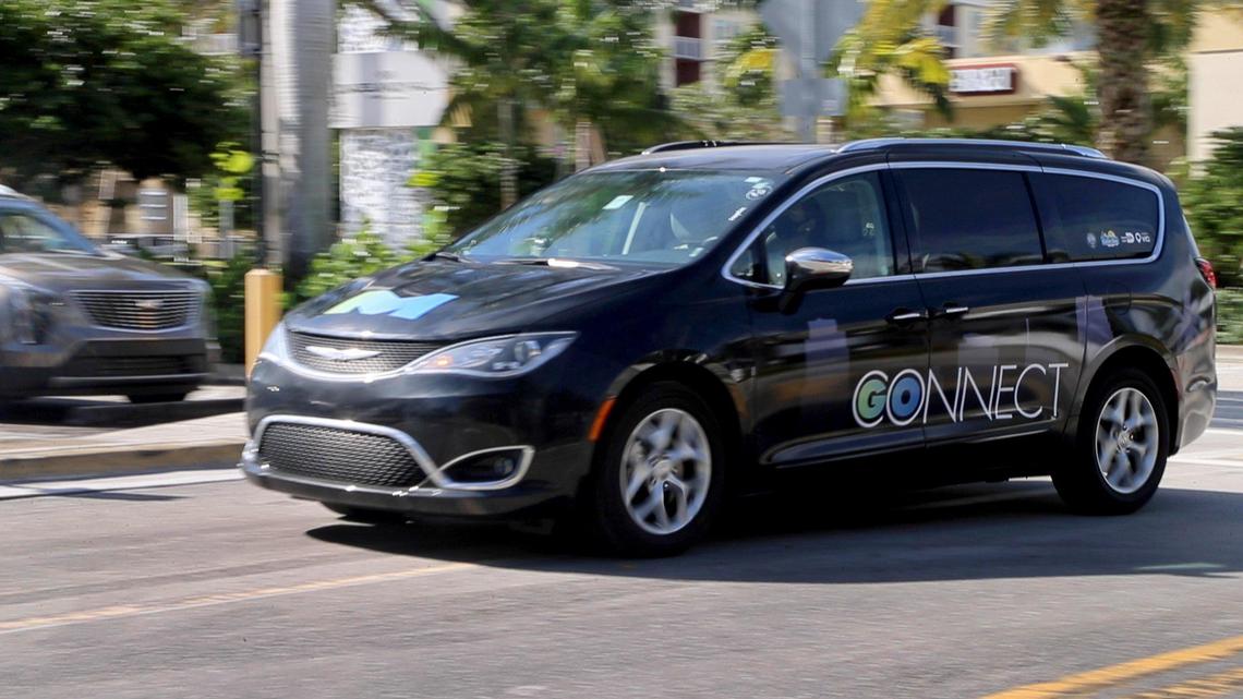 A shuttle van from Via Transportation at the Dadeland South Metrorail Station, one of the destinations operating in the South Florida area as Miami-Dade is shifting transit dollars from buses and spending more on customized options like GoConnect. It’s a van service where passengers can hail a ride and travel within a three-mile zone.