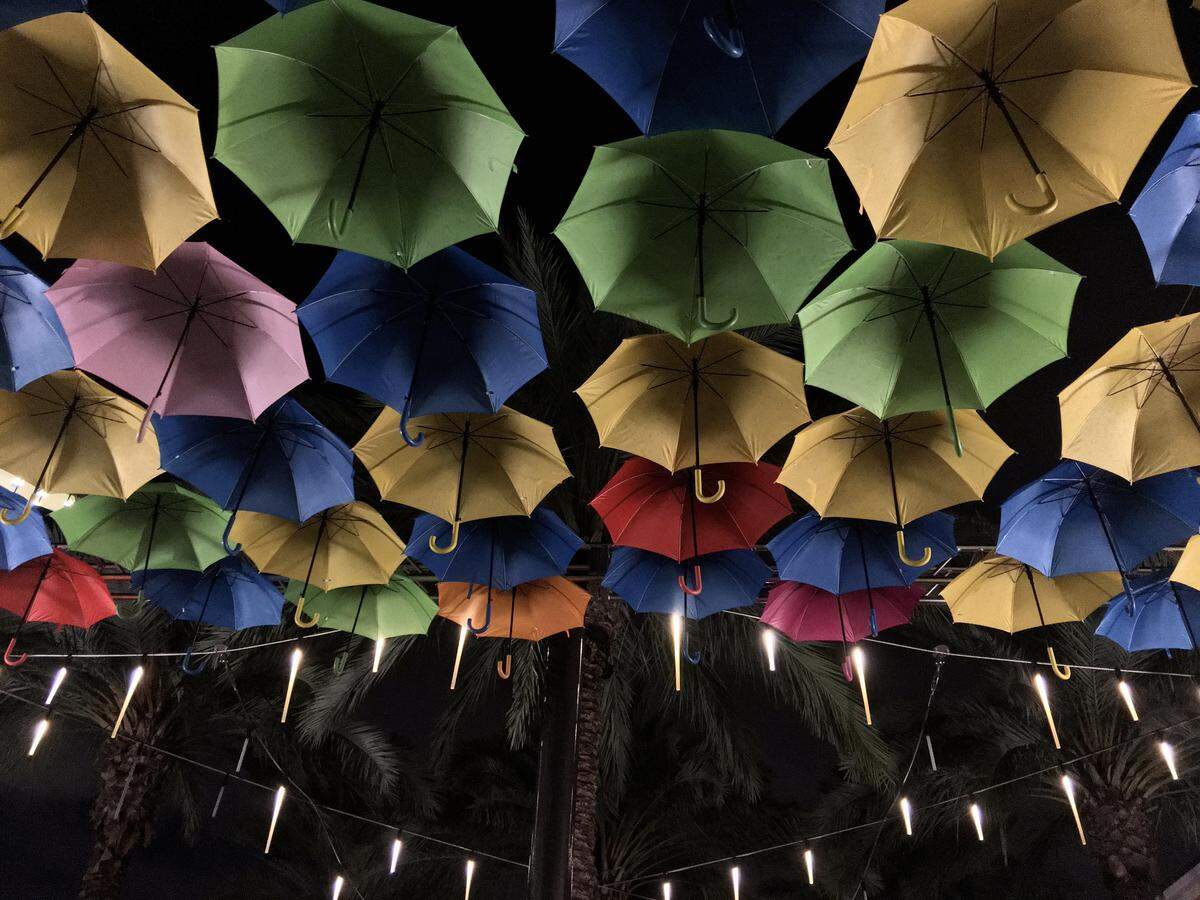 Umbrella Sky was a sensation by night, too, at Giralda Plaza in downtown Coral Gables in the summer of 2018.