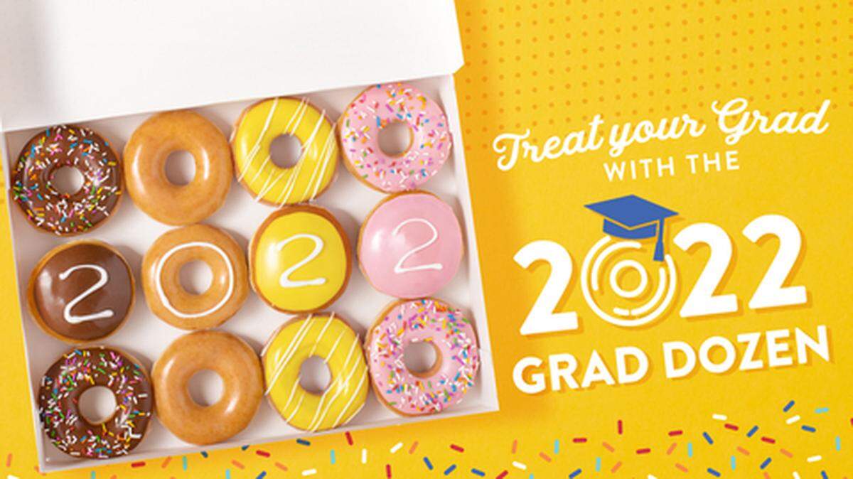 Krispy Kreme is giving away free doughnuts to recent graduates.