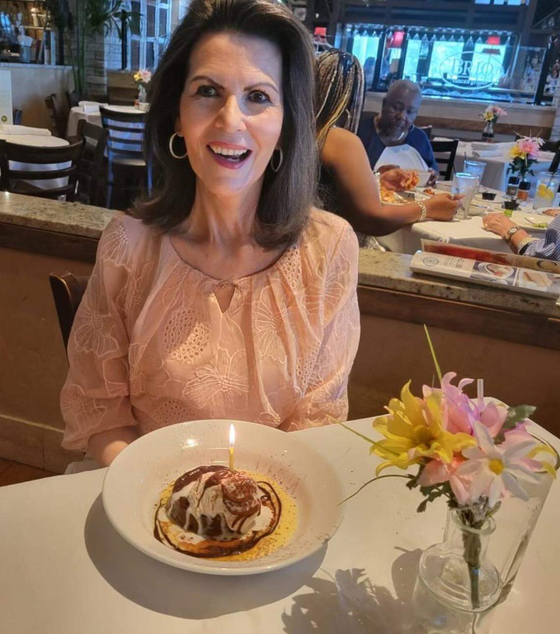 Elina Salabarría celebrating her 77th birthday in July, in Miami.