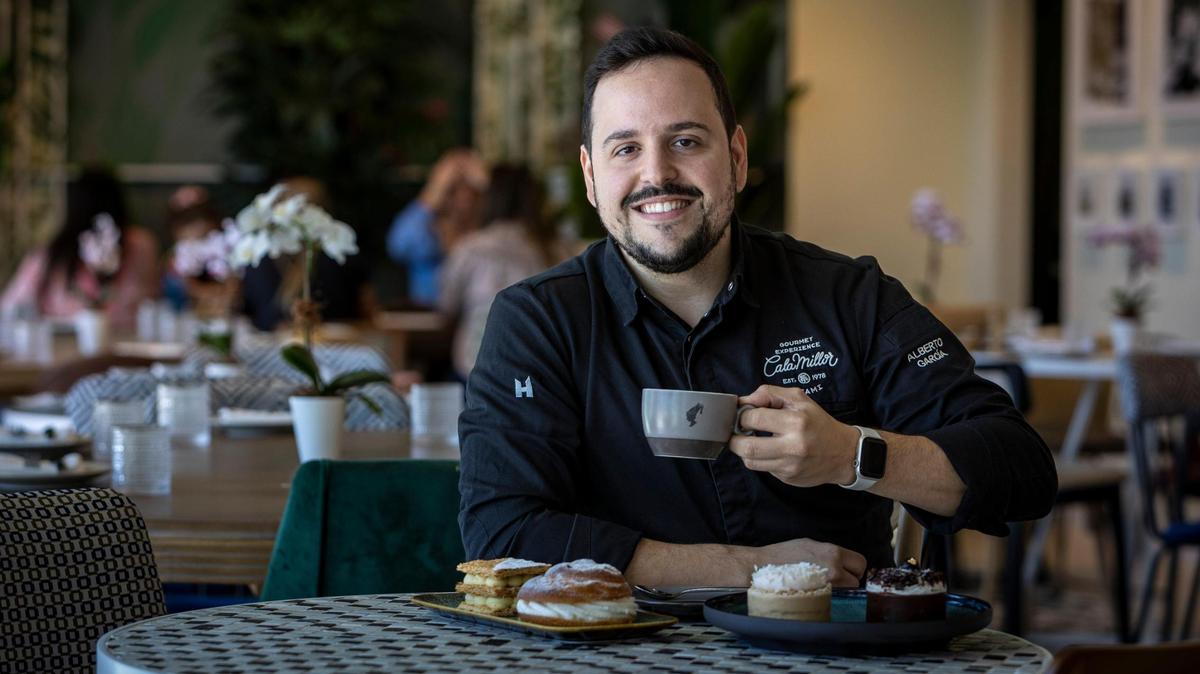 Owner and third-generation pastry chef Alberto Garcia from Madrid, Spain, in the dining room of CalaMillor Gourmet Experience, a restaurant, coffee shop, market and bakery in Miami.