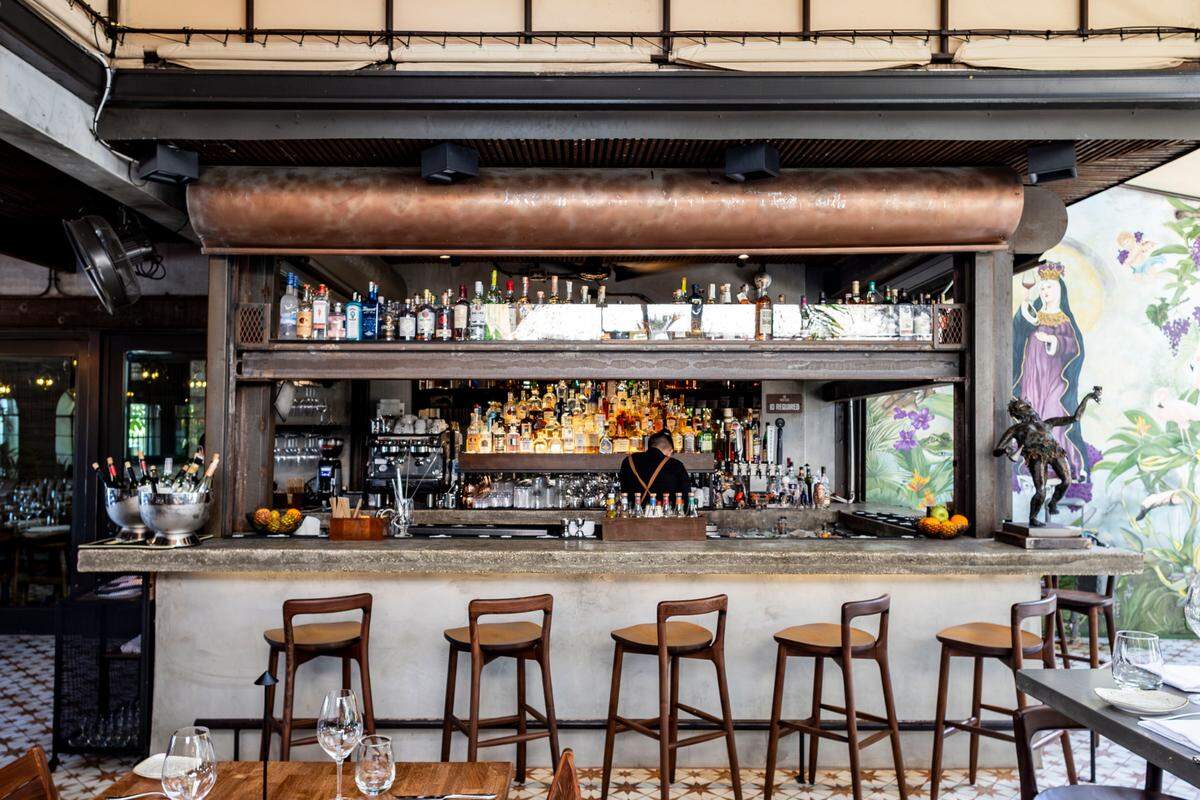 The patio bar, which specializes in craft cocktails (but you can order wine there, too).