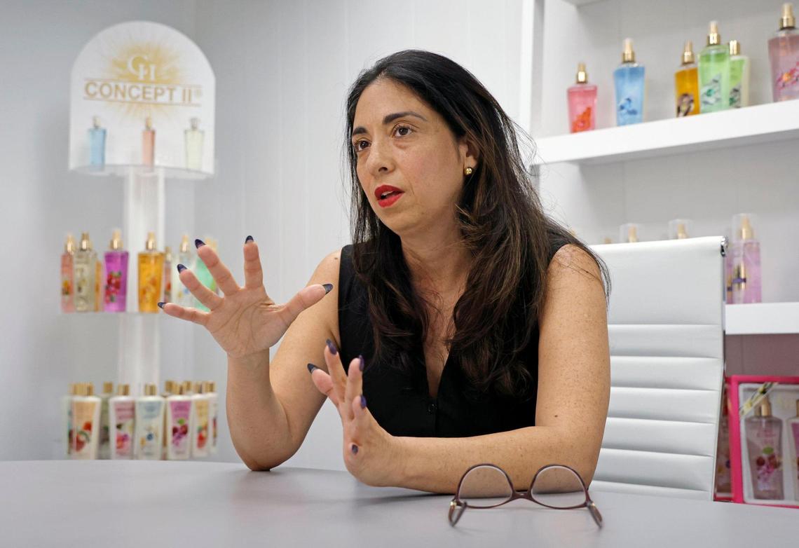 Miami Growth Machine CEO and founder Andrea Cid speaks about how insufficient access to childcare affects Florida businesses in Doral, Florida, on Thursday, Oct. 24, 2024.