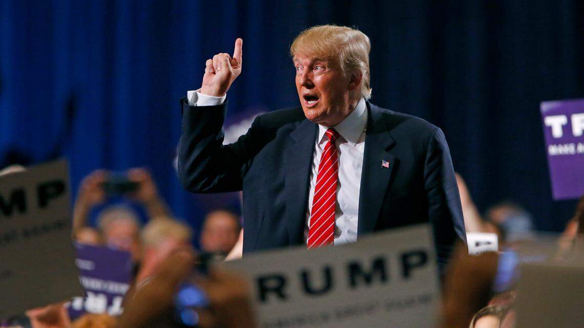 July 11, 2015; Phoenix, AZ, USA, FILE PHOTO; Donald Trump speaks during his presidential campaign rally at the Phoenix Convention Center. Mandatory Credit: David Kadlubowski-USA TODAY NETWORK