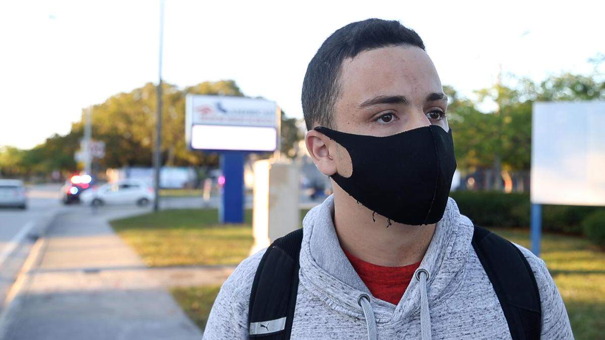 Flavio Cesar Gonzalez Cepero, a student at American Senior High in Hialeah, has struggled through remote learning as he didn’t have the close contact with teachers and friends.