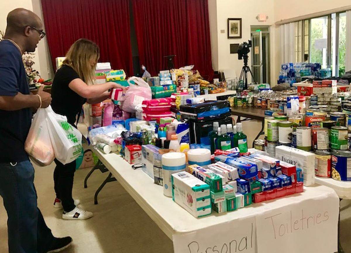 Silvia Castro drops off relief items for the Bahamas at Christ Episcopal Church in West Coconut Grove.