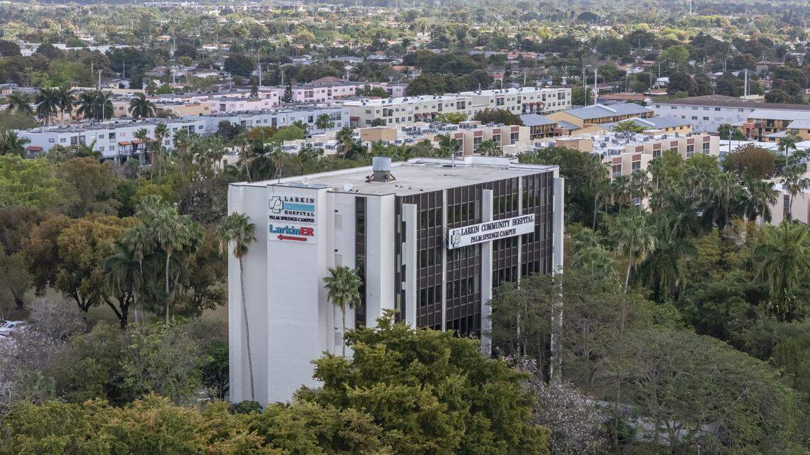 Aerial view of the Larkin Community Hospital in Hialeah, Fla.