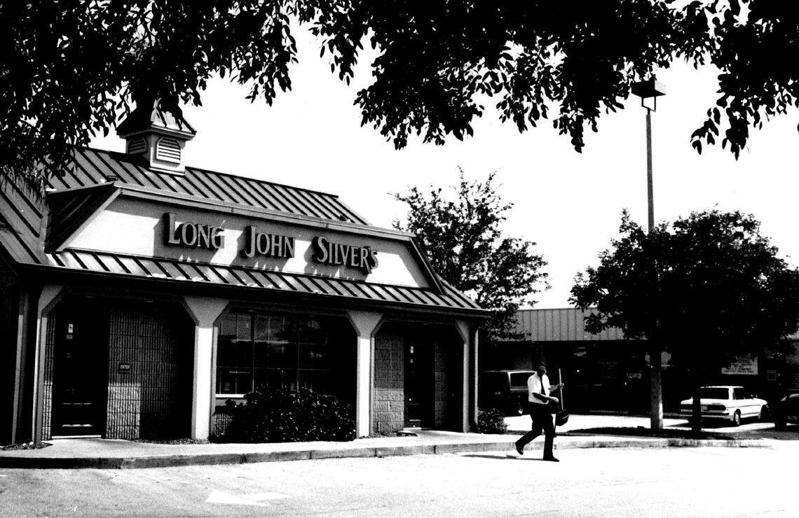 In 1993, Long John Silver’s restaurant at 9901 Pines Blvd. in Pembroke Pines. The shopping strip where the restaurant is located was painted pink, violating a city zoning law that prohibits multicolor strips.