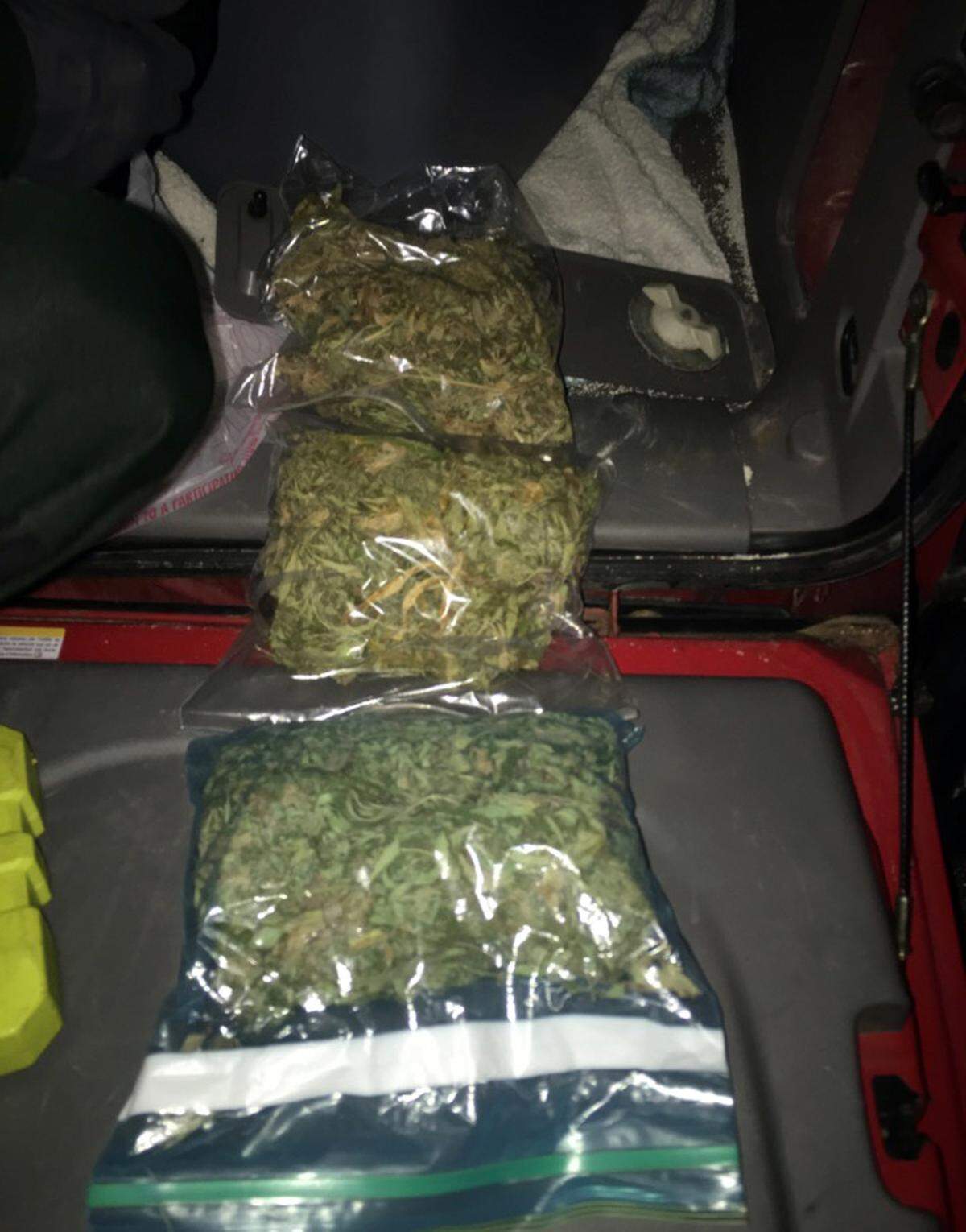 Some of the 1.2 pounds of marijuana Monroe County Sheriff’s Office deputies say they found in an Ohio couple’s Pontiac Friday night.