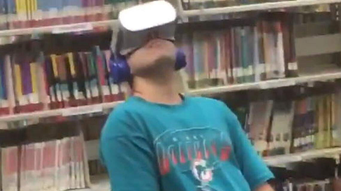 A nanny who took her charges to a local library in Oviedo, in Seminole County, Florida, was forced to complain to staff after she saw a man wearing a VR headset watching virtual porn.