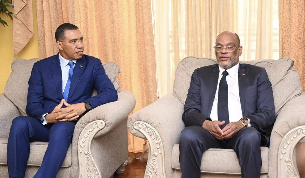 Jamaica Prime Minister Andrew Holness, left, and Haiti Prime Minister Ariel Henry met on Monday, February 27, 2023 in Port-au-Prince, Haiti during a special mission of the Caribbean Community, CARICOM, which Haiti is a member of. The purpose was for Caribbean leaders to get a better understanding of the crisis in the country to see how they can best help.