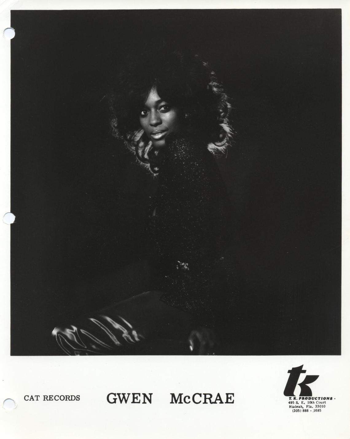 Singer Gwen McCrae in a mid-1970s TK Productions promotional photo.