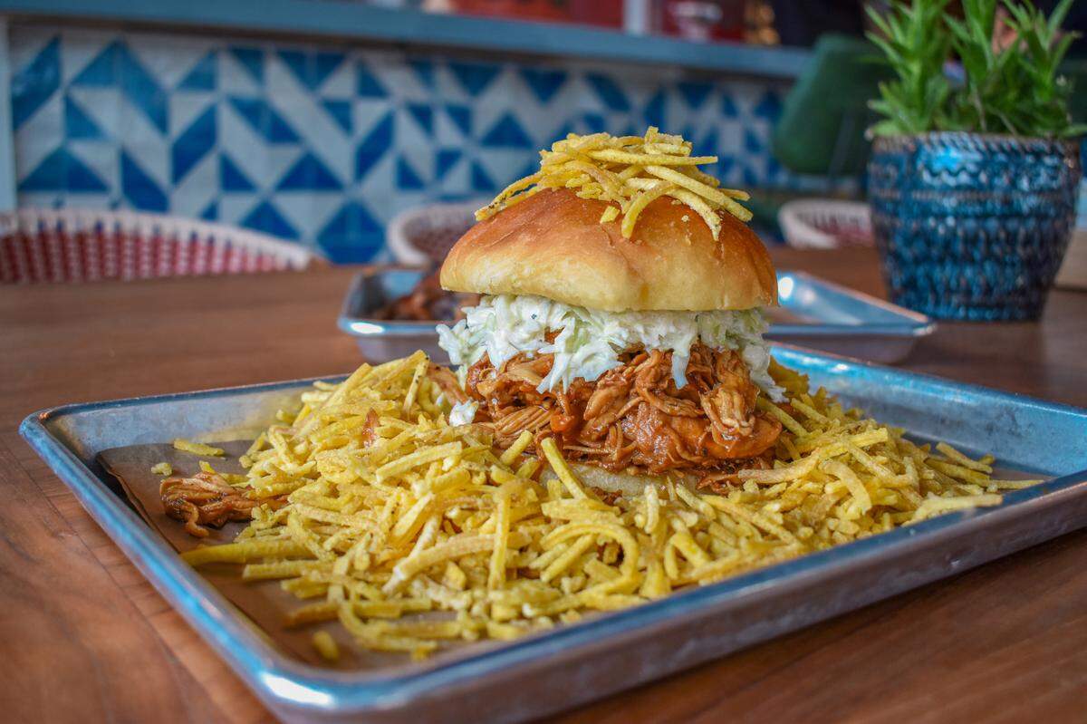 Alabama BBQ pulled chicken salad sandwich from Society BBQ.
