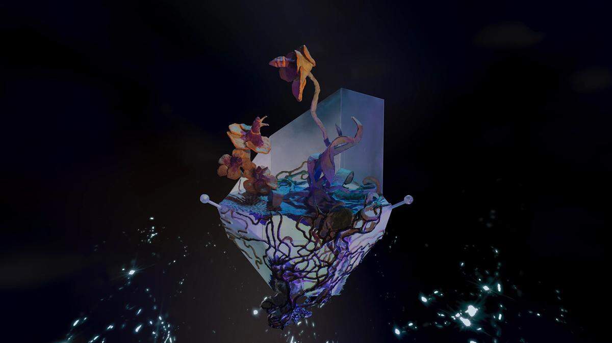 Un fotograma de 'La orquídea y la abeja';, una obra de arte expresionista de realidad virtual.