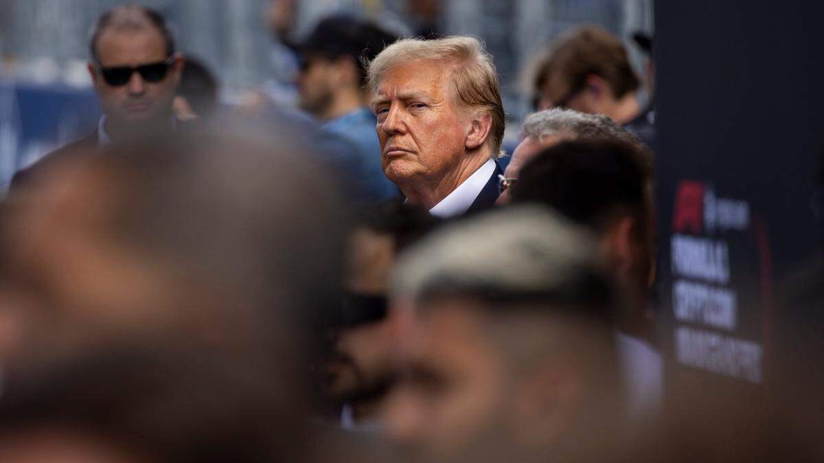 Former President Donald Trump is seen at the starting grid ahead of the Formula One Miami Grand Prix at the Miami International Autodrome on Sunday, May 5, 2024, in Miami Gardens, Fla.