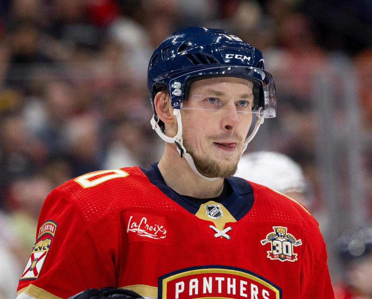 Florida Panthers right wing Vladimir Tarasenko (10) skates during the second period of a NHL game against the Philadelphia Flyers on Thursday, March 7, 2024 at Amerant Bank Arena in Sunrise, Fla.