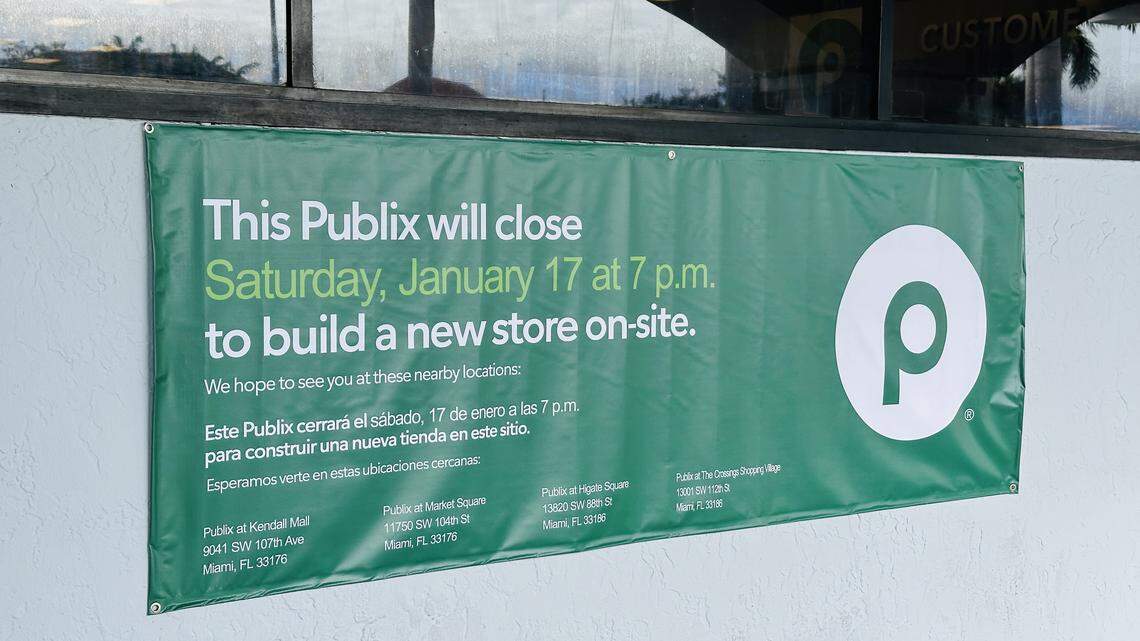 Publix suggests that customers consider these other Kendall-area stores while a new Publix is built in the space at the Town & Country strip mall after it closes on Jan. 17, 2026.