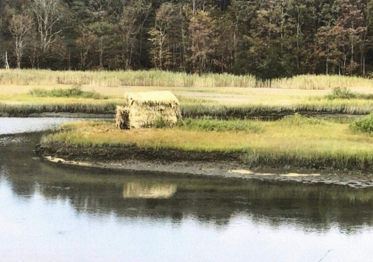 This photo shows the hunting blind in Westbrook, Connecticut.