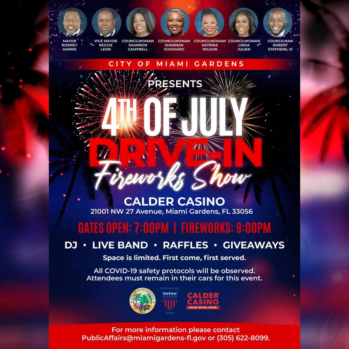 A flier for the July 4 fireworks show at Calder Casino in Miami Gardens.