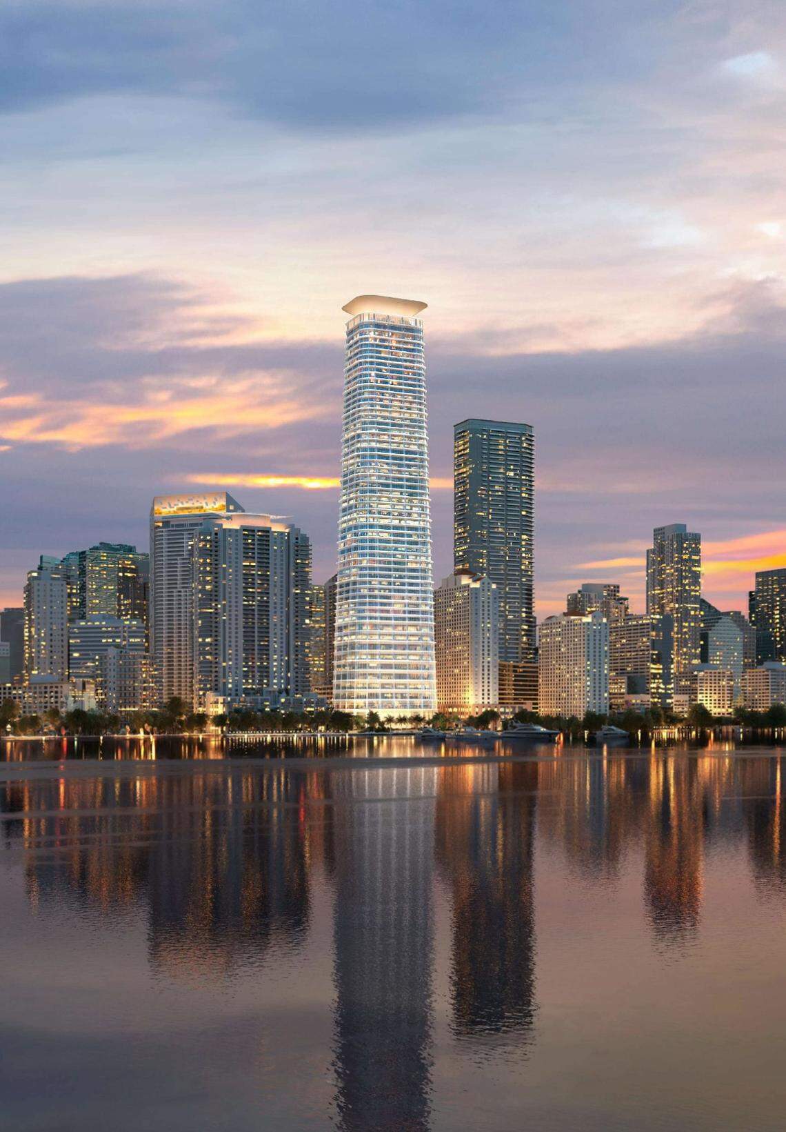 A rendering filed with Miami-Dade County in August shows the design of Ken Griffin’s proposed Citadel 54-story tower at 1201 Brickell Bay Drive.