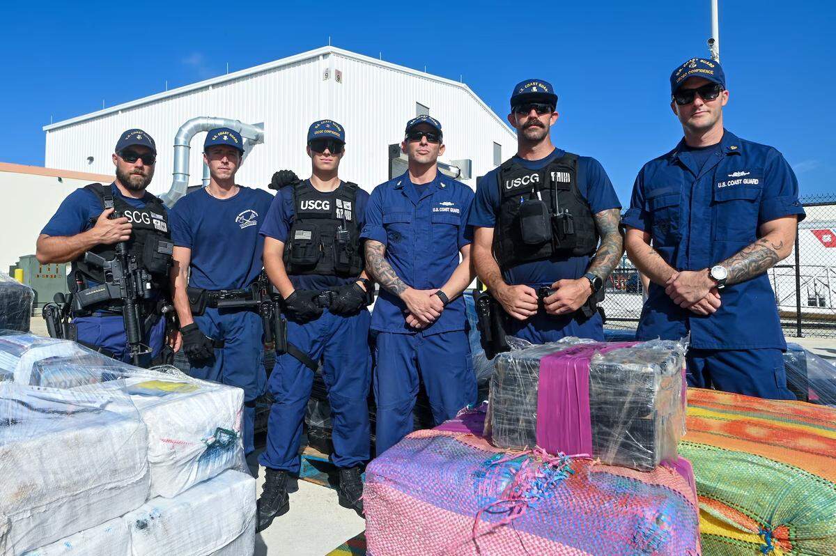 Coast Guard crews uncovered more than 12,100 pounds of cocaine, valued at over $160 million, in nine separate busts in the Caribbean Sea on Tuesday, Sept. 19, 2023.
